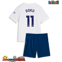 Camisa de Futebol Manchester City Jeremy Doku #11 Equipamento Alternativo Infantil 2026-27 Manga Curta (+ Calças curtas)